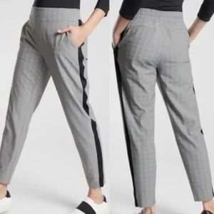 Athleta Plaid Brooklyn Ankle Pants Side Stripe Lightweight Casual Travel Work 8P
